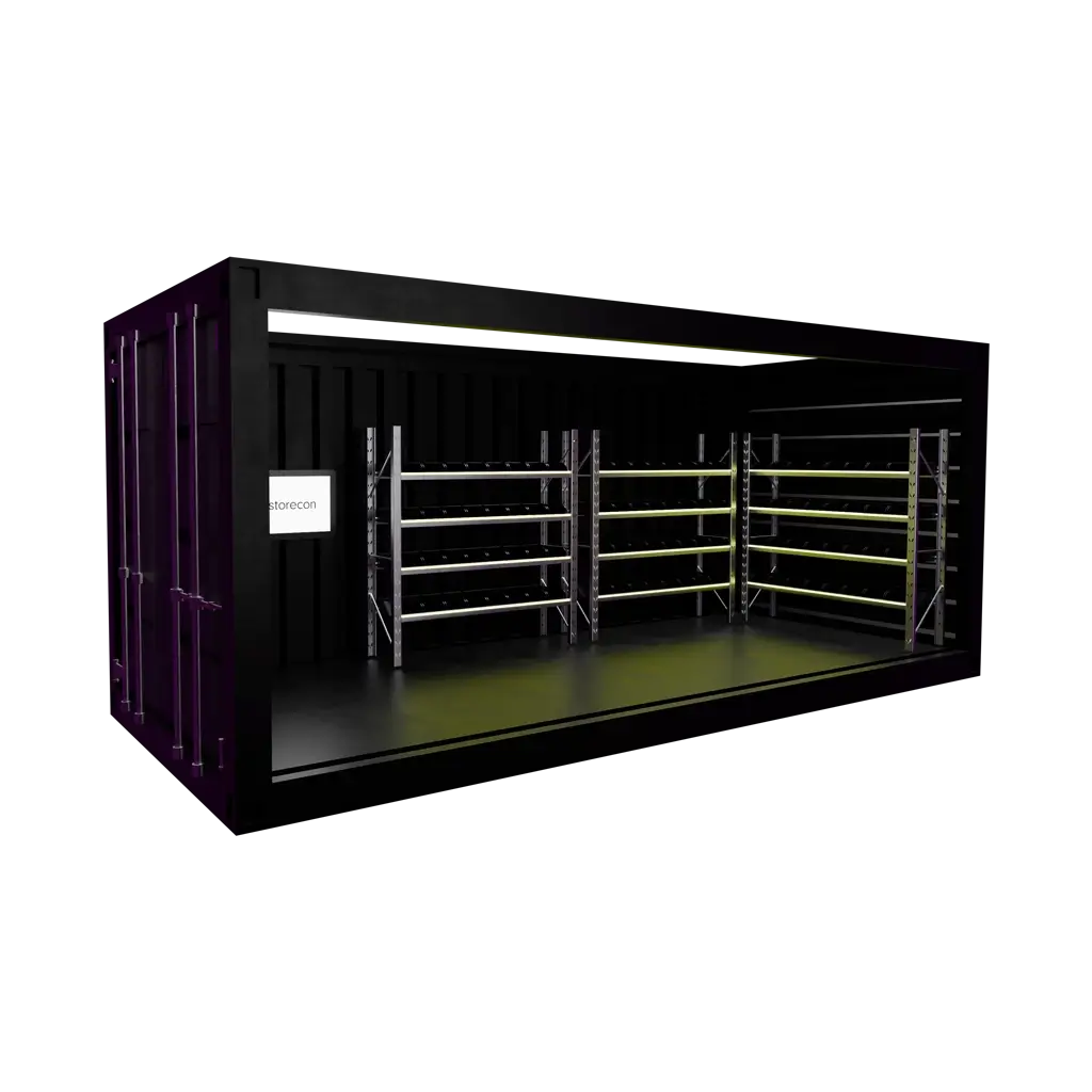 Öppen sida av container